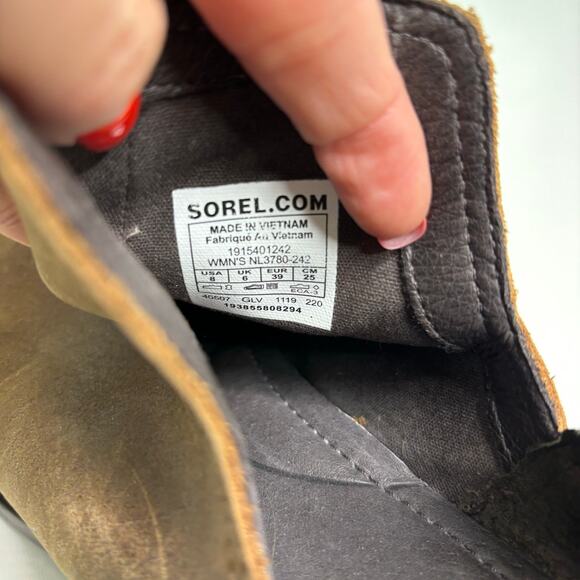 Sorel Cate Cut Out Low Brown Leather Ankle Boot Chunky Heel 8 - Picture 9 of 9